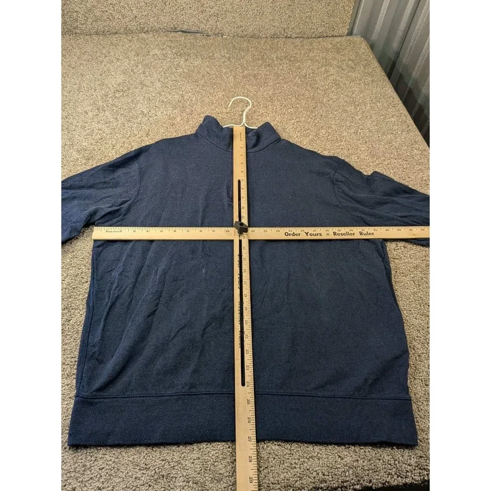 Polo Ralph Lauren Mens Large Navy Blue Herringbone Quarter Zip Pullover Sweater